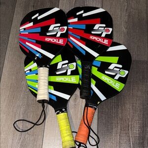 Colorful Set of Wooden Pickleball Paddles